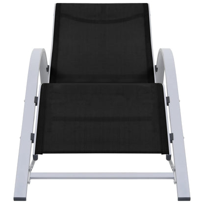 Espreguiçadeiras com mesa 2 pcs alumínio preto