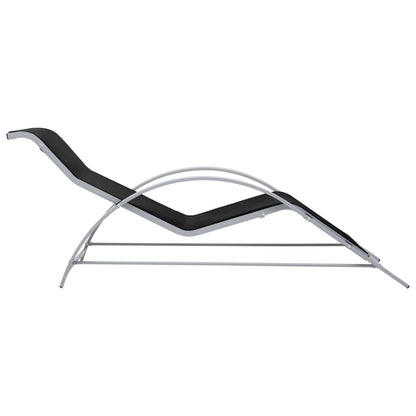 Espreguiçadeiras com mesa 2 pcs alumínio preto