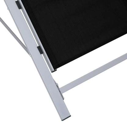 Espreguiçadeiras com mesa 2 pcs alumínio preto