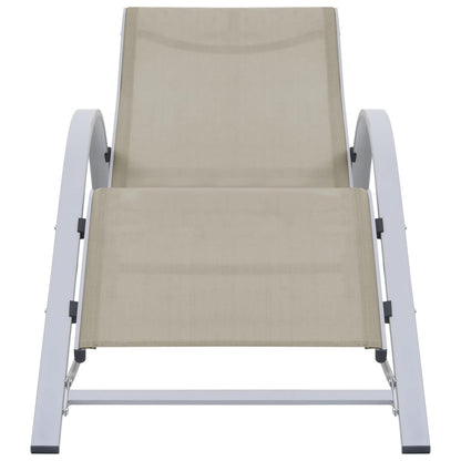 Sun loungers with table 2 pcs aluminum cream color
