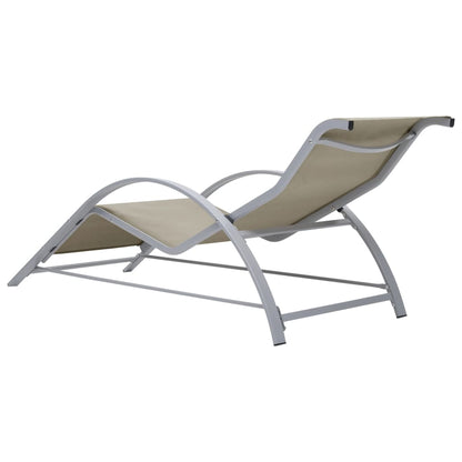 Sun loungers with table 2 pcs aluminum cream color