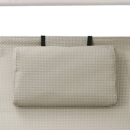 Double sun lounger with cream-colored textilene canopy