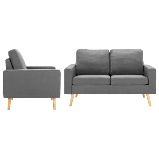 2 pcs light grey fabric sofa set