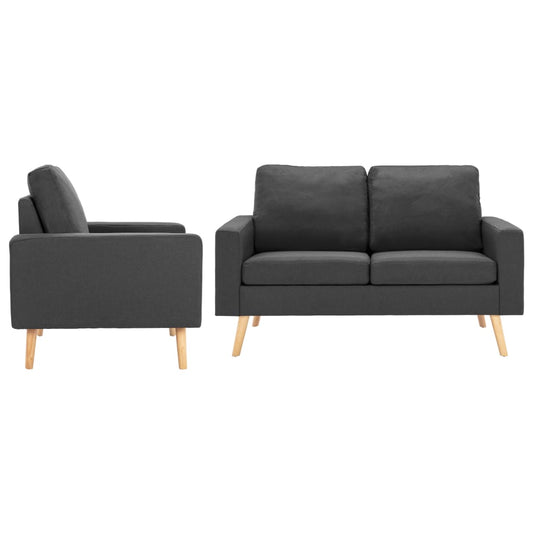 2 pcs conjunto de sofás tecido cinzento-escuro