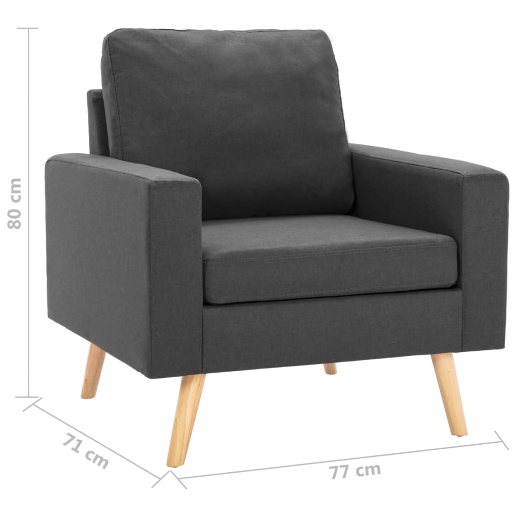 2 pcs conjunto de sofás tecido cinzento-escuro
