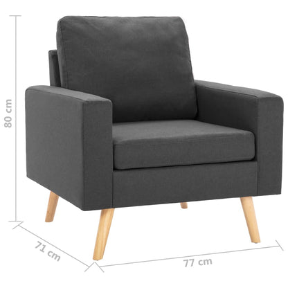 2 pcs conjunto de sofás tecido cinzento-escuro