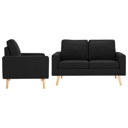 2 pcs black fabric sofa set
