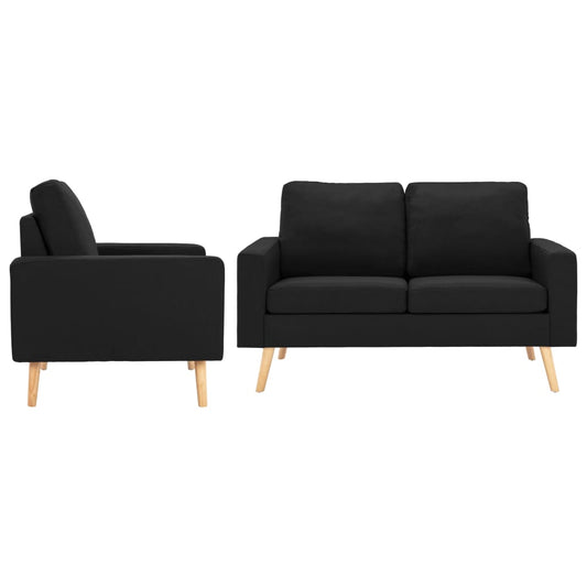 2 pcs black fabric sofa set