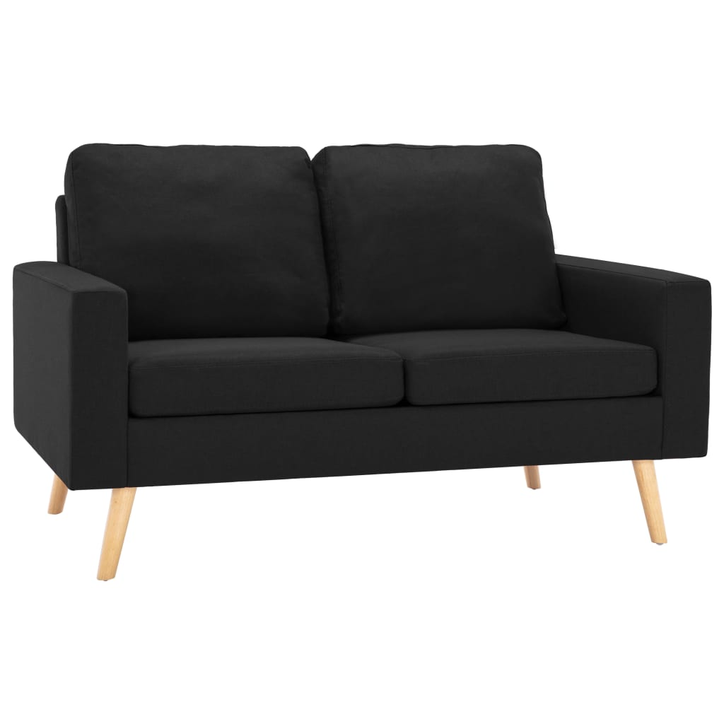 2 pcs black fabric sofa set