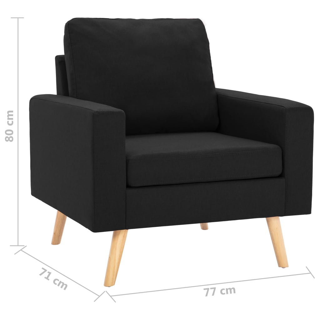 2 pcs black fabric sofa set