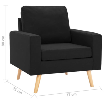 2 pcs black fabric sofa set