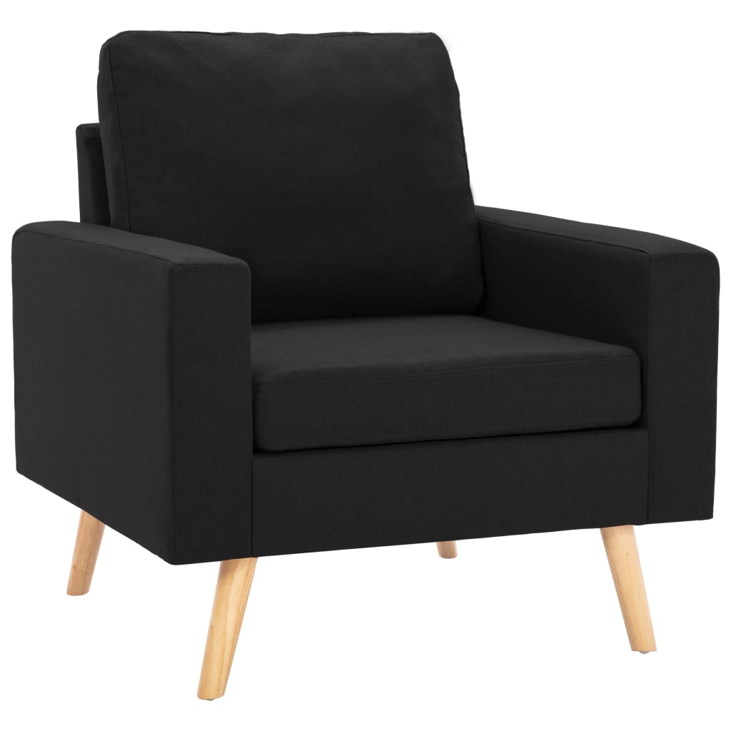 2 pcs black fabric sofa set
