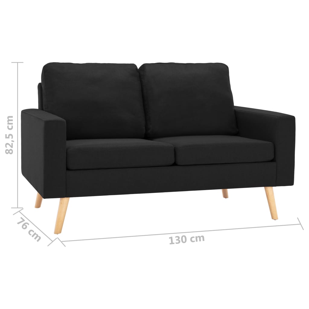 2 pcs black fabric sofa set