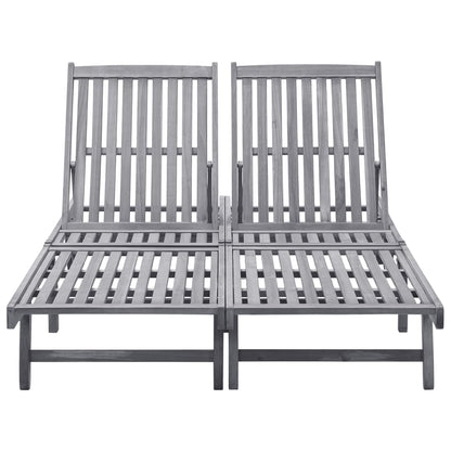 2-person sun lounger in solid acacia wood