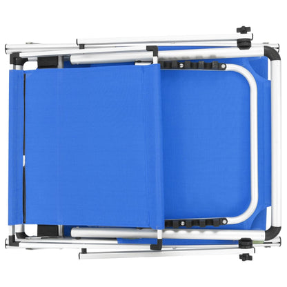 Folding sun loungers with roof 2pcs aluminum/textilene blue