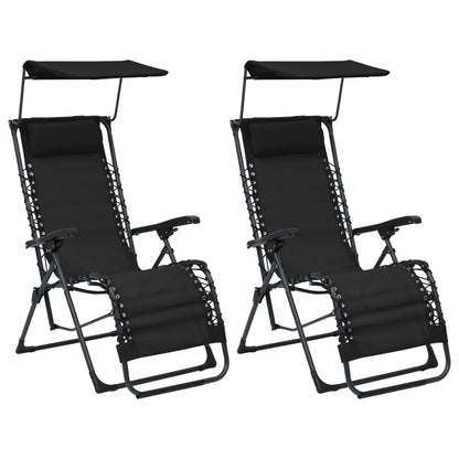 Folding patio chairs 2 pcs textilene black