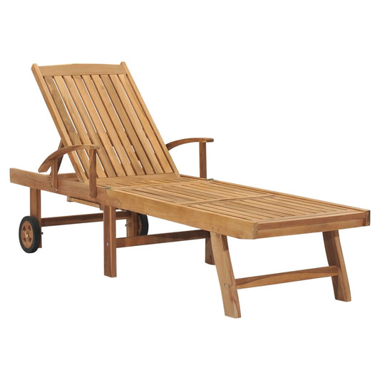 Solid teak wood sun lounger