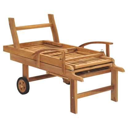 Solid teak wood sun lounger