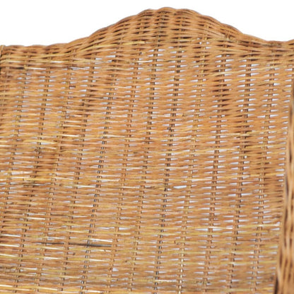 Sofá com almofadão vime natural e linho castanho-claro