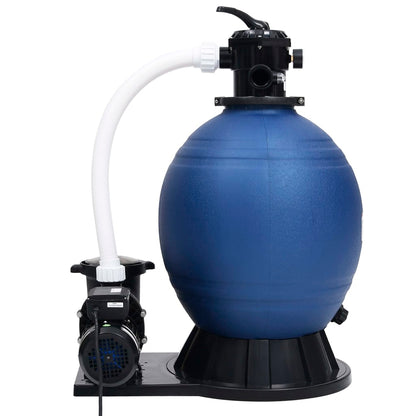 Filtro de areia válvula 7 posições e bomba 1000 W azul e preto