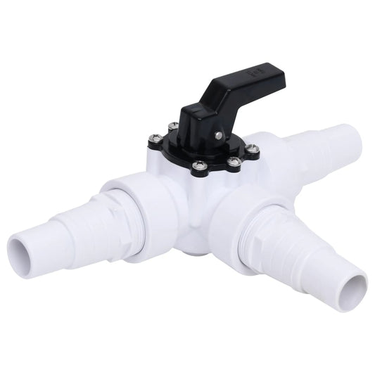 3-Way Ball Valve for Swimming Pool White and Black