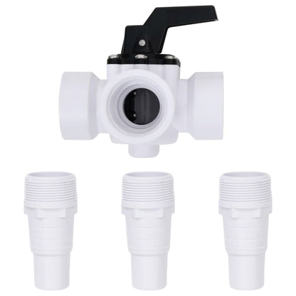 3-Way Ball Valve for Swimming Pool White and Black