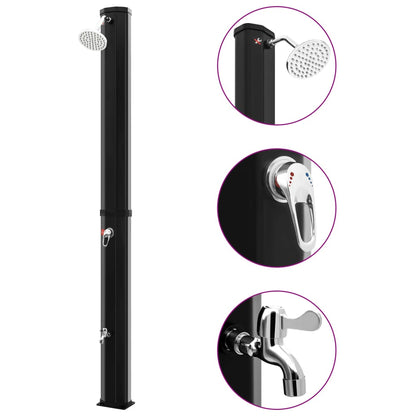 Outdoor solar shower with head and tap 35 L black