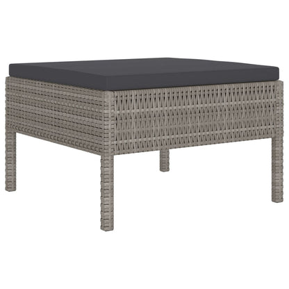 10 pcs conjunto lounge de jardim c/ almofadões vime PE cinzento