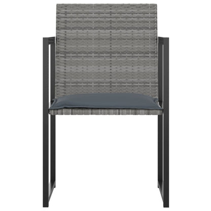 7 pcs conjunto jantar exterior com almofadões vime PE cinzento