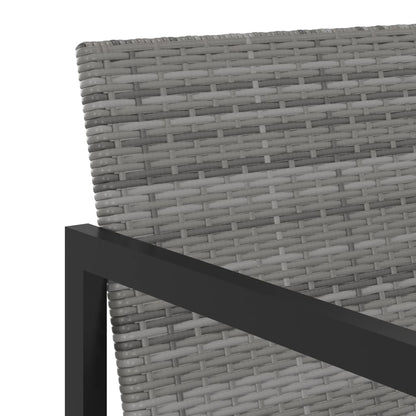 7 pcs conjunto jantar exterior com almofadões vime PE cinzento
