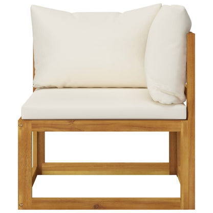 10 pcs conjunto lounge jardim c/ almofadões acácia maciça creme
