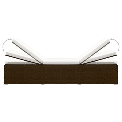 3 pcs garden sun loungers with coffee table in brown poly rattan