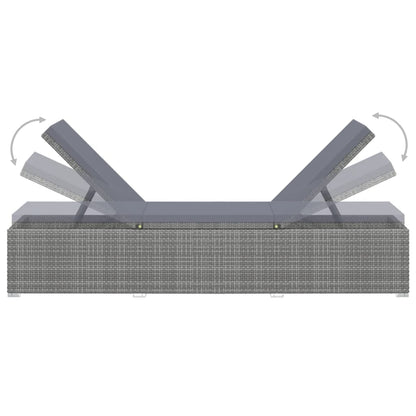 3 pcs garden sun loungers with coffee table in grey poly rattan