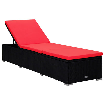 3 pcs garden sun loungers with coffee table poly rattan black