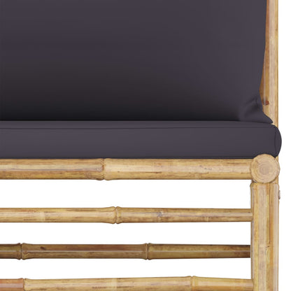 10 pcs conj. lounge jardim em bambu c/ almofadões cinza-escuro
