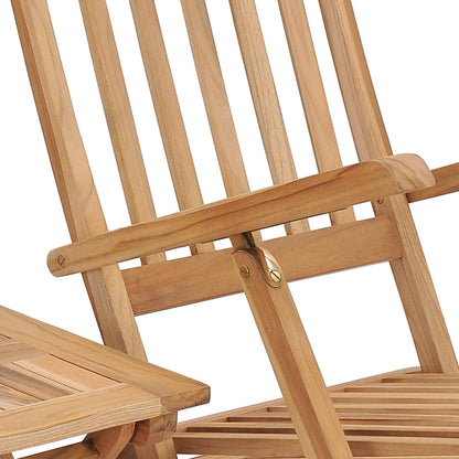 Garden chair with footrest and table in solid teak wood