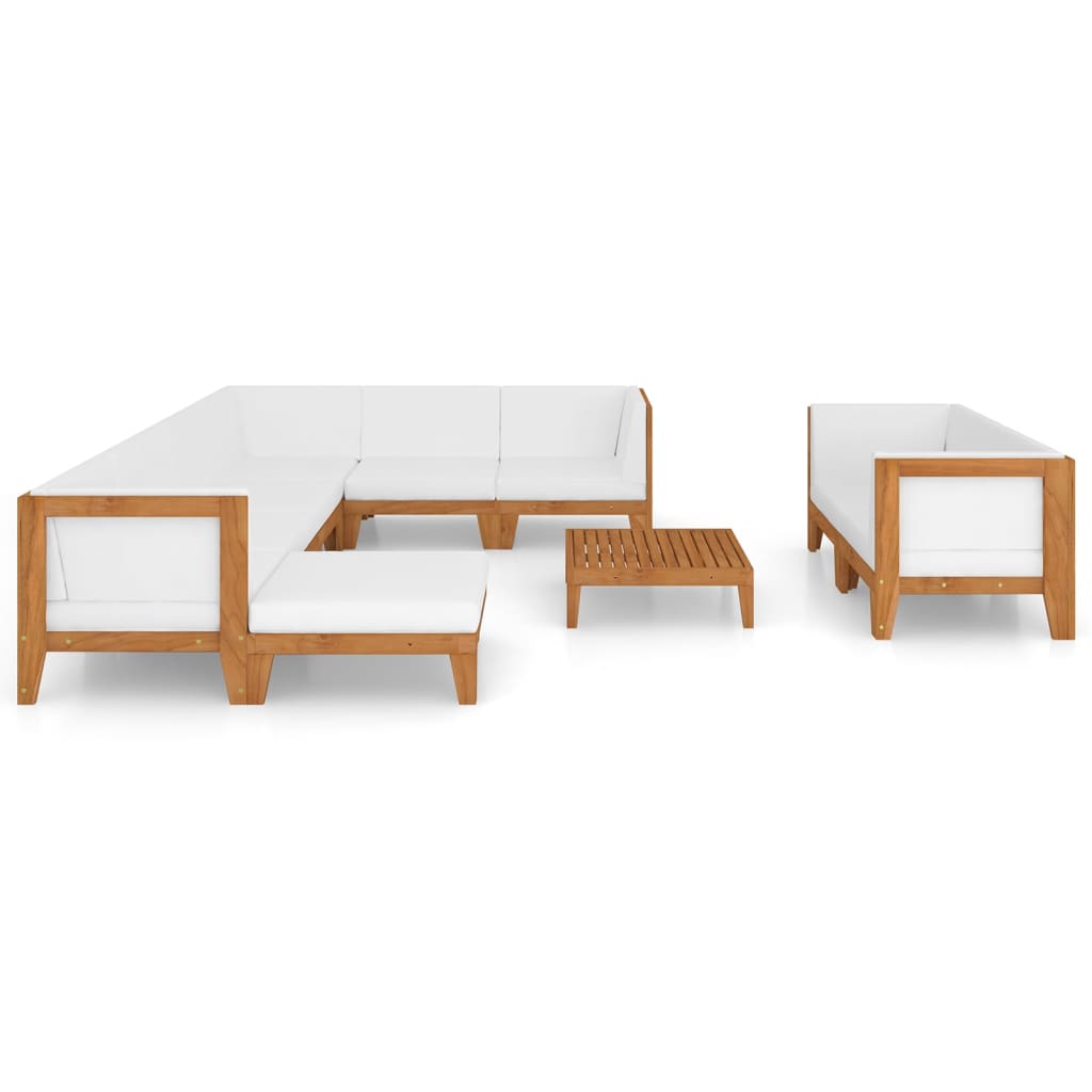 10 pcs conjunto lounge de jardim c/ almofadões acácia maciça