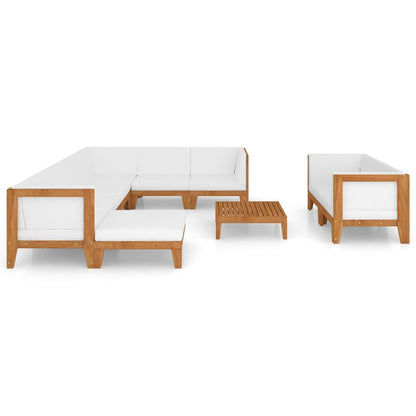 10 pcs conjunto lounge de jardim c/ almofadões acácia maciça