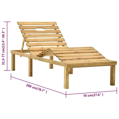 Garden lounger in impregnated pine wood