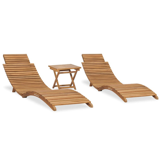 3 pcs folding garden lounge set solid teak wood