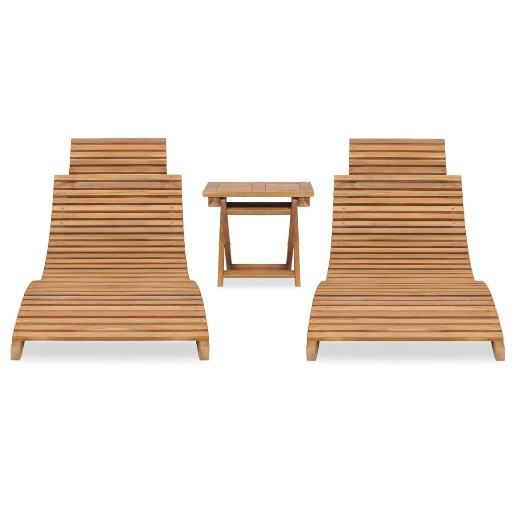 3 pcs folding garden lounge set solid teak wood
