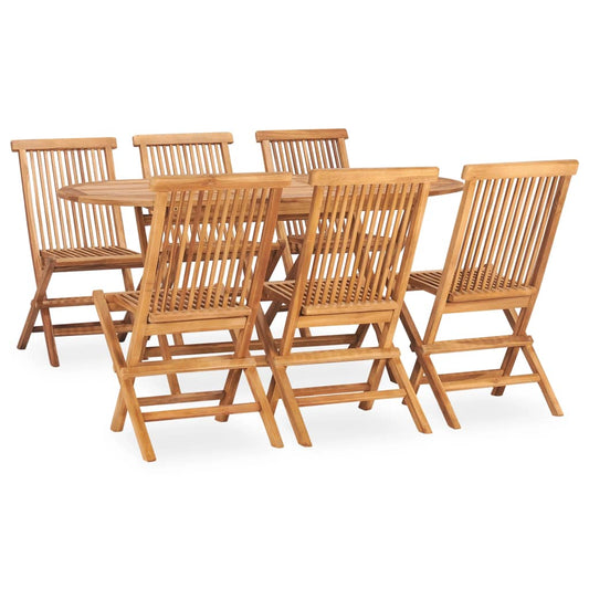 7 pcs conjunto jantar dobrável p/ exterior madeira teca maciça