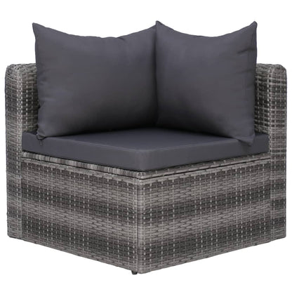 10 pcs conjunto lounge de jardim c/ almofadões vime PE cinzento