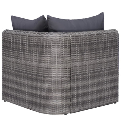 10 pcs conjunto lounge de jardim c/ almofadões vime PE cinzento