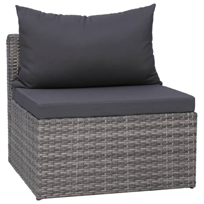 10 pcs conjunto lounge de jardim c/ almofadões vime PE cinzento