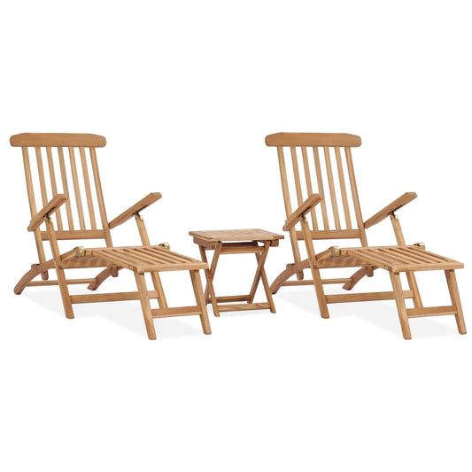 Garden chairs with footrests and solid teak table