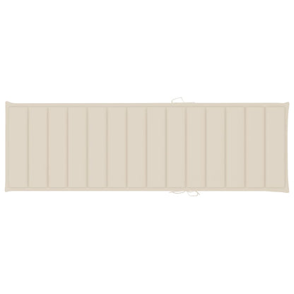 Garden sun lounger with cushion in solid acacia wood