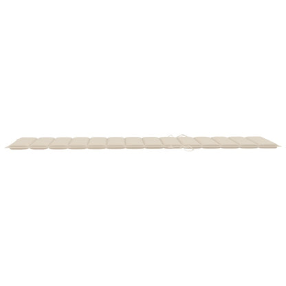 Garden sun lounger with cushion in solid acacia wood