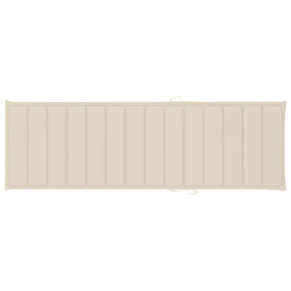 Garden sun lounger with cushion in solid acacia wood
