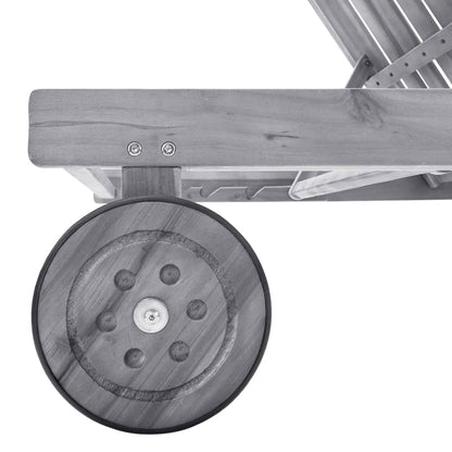 Garden sun lounger with solid acacia grey cushion